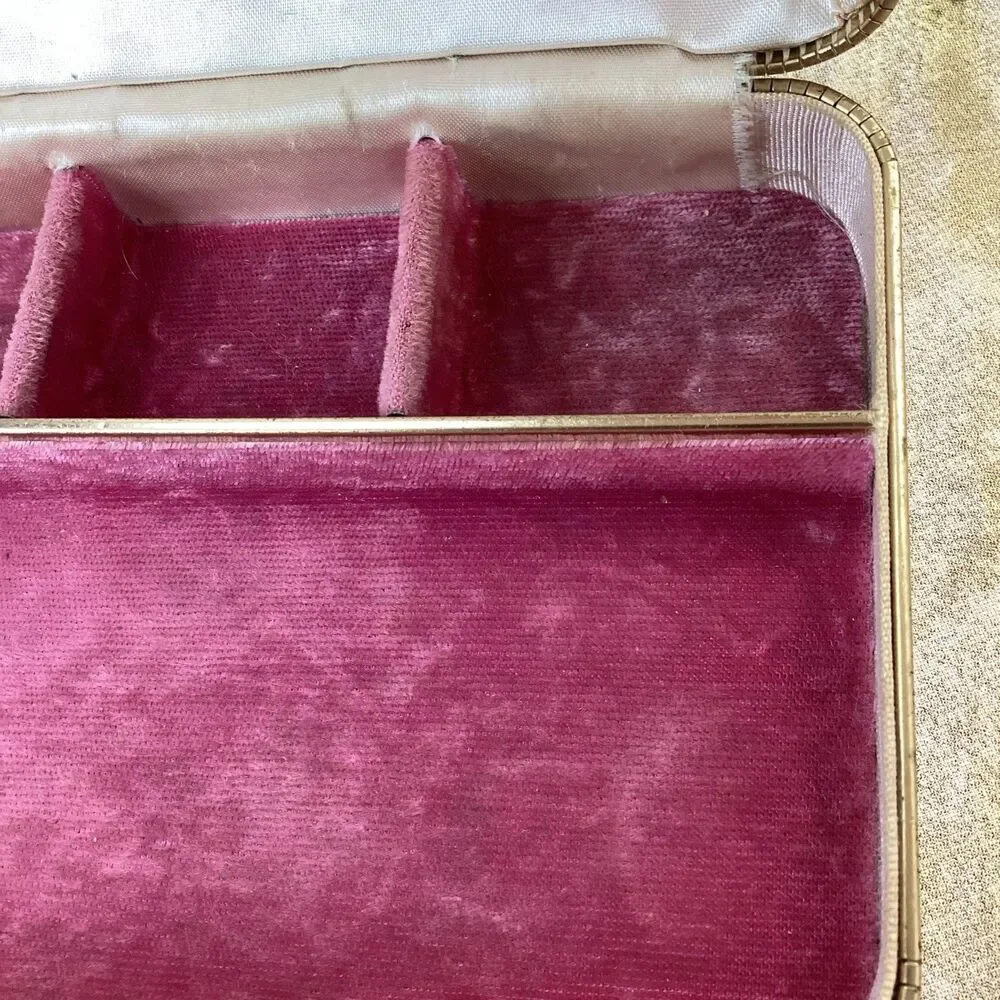 Vintage Farrington Pink Jewelry Box Sunburst Made In USA 7